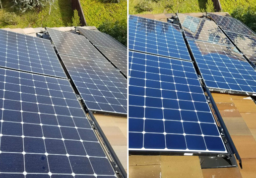 solar panel cleaning services before and after