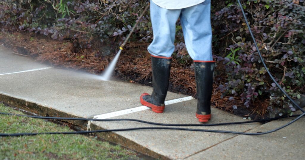 Sidewalk pressure washing