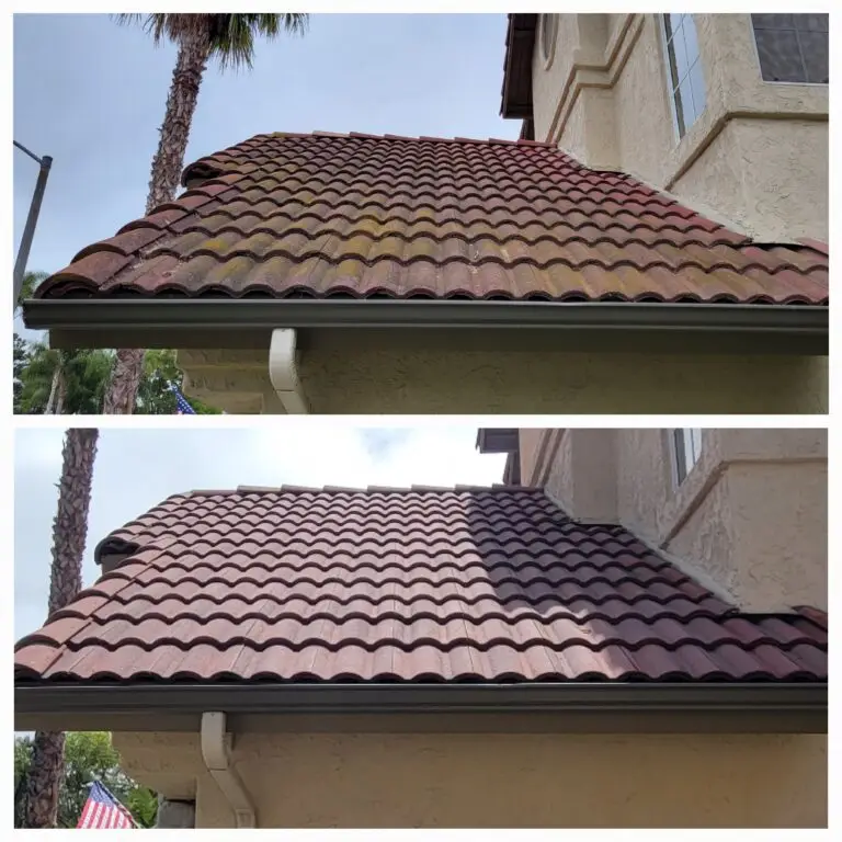 Tile roof cleaning removes heavy organic buildup