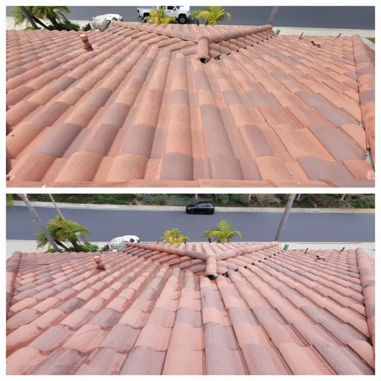 Algae removal from tile roof in San Marcos CA