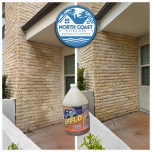 Water intrusion stain removal on exterior stone at a 4S Ranch condominium complex