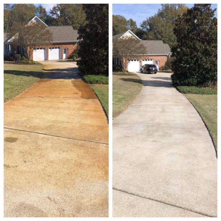 Fertilizer stain removal from concrete driveway in Carlsbad CA