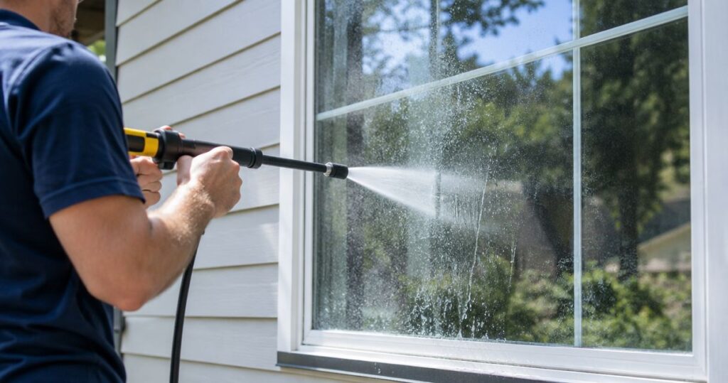 Can pressure washing crack windows?