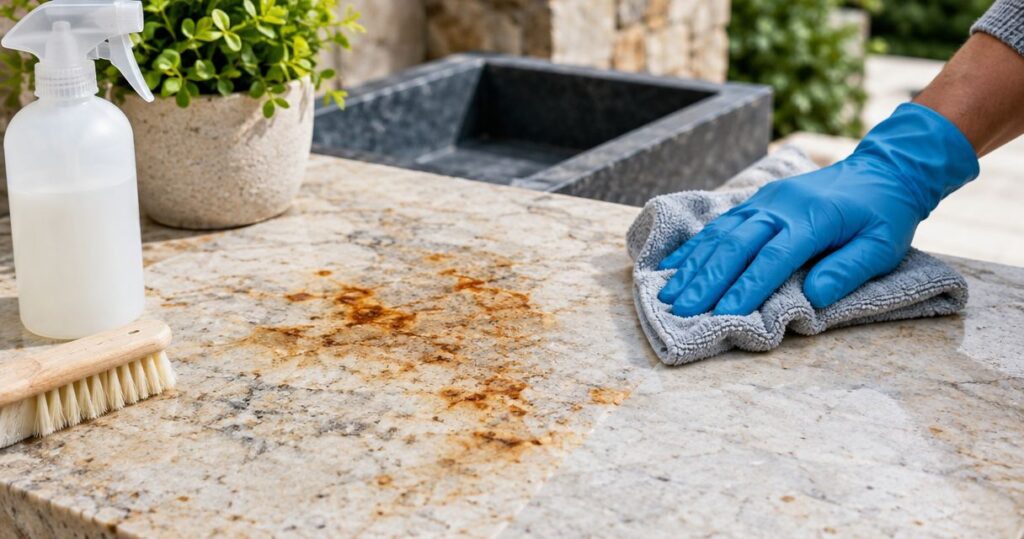 Does rust stain removal work on natural stone?