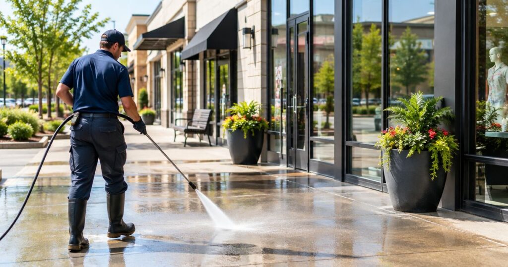 How much does commercial pressure washing cost for a shopping center?