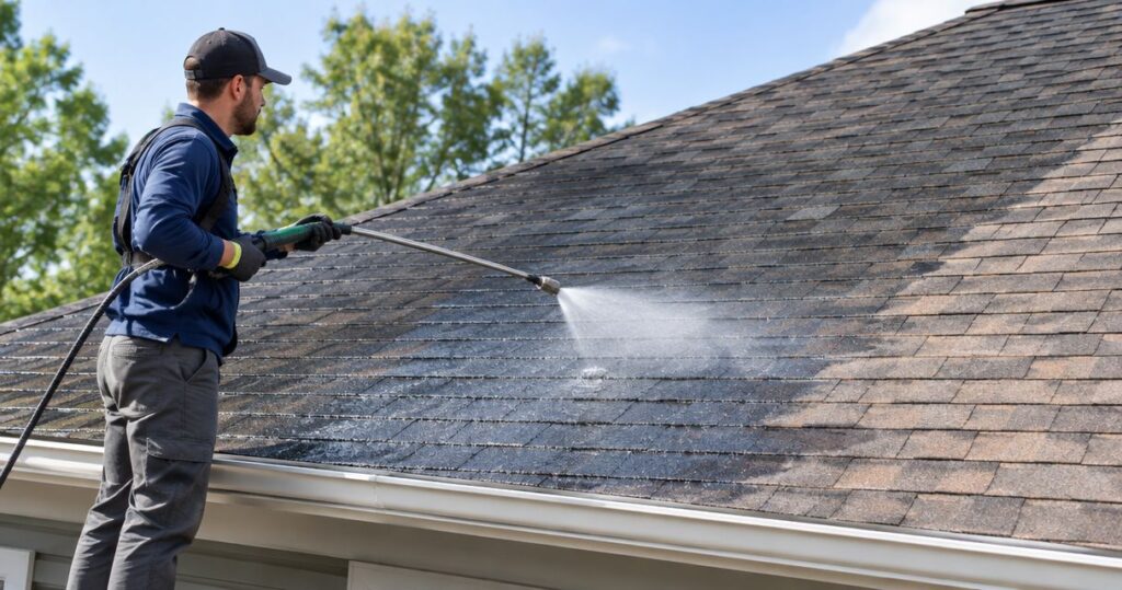 Is soft wash roof cleaning safe for shingle roofs?