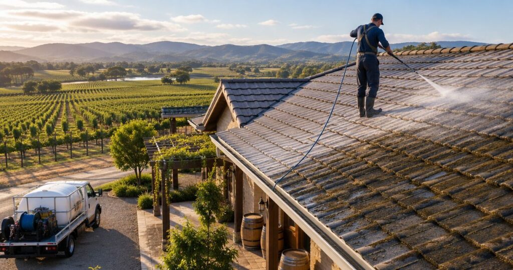 Soft wash roof cleaning for wineries and vineyard estates: complete 2026 guide